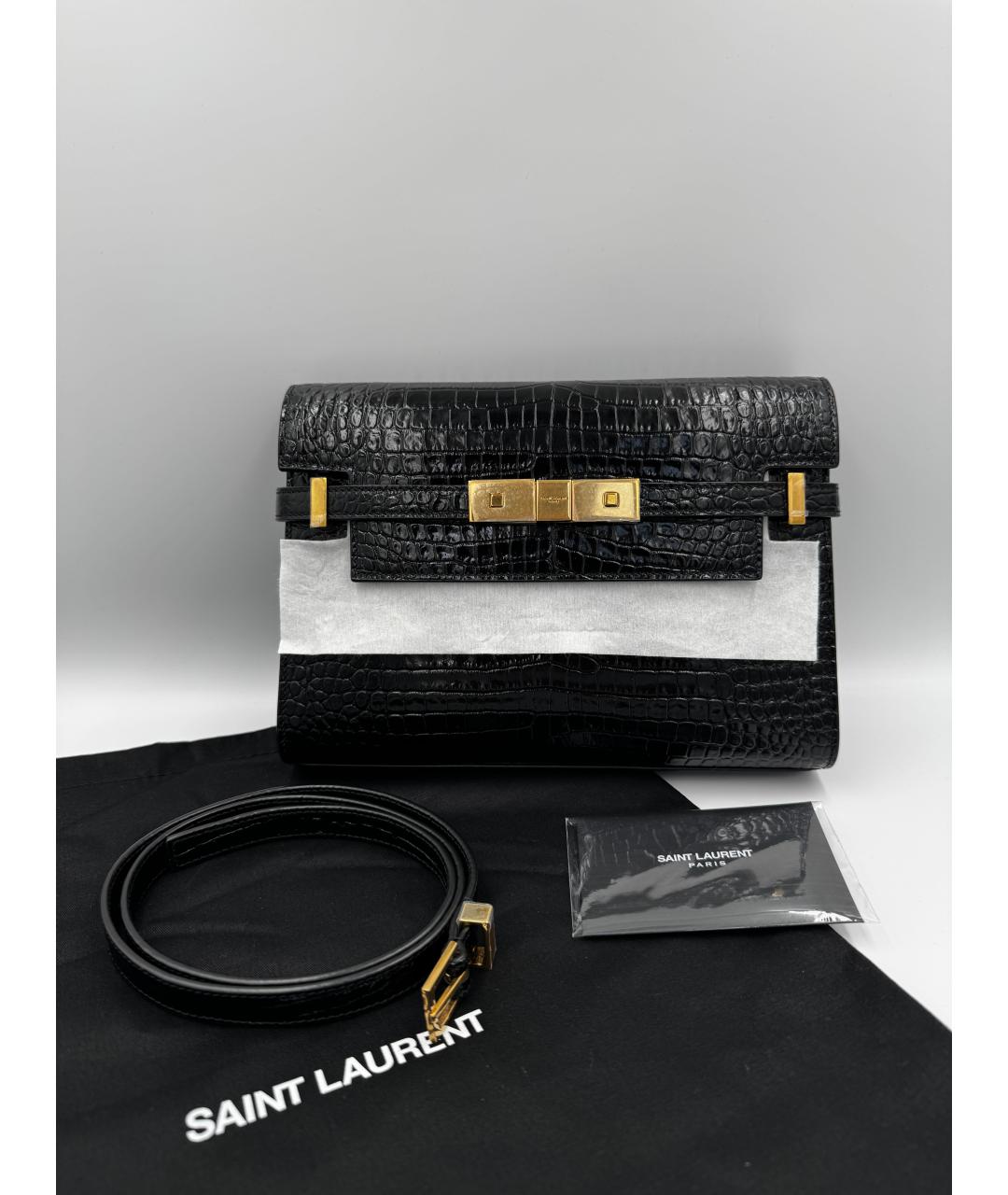 SAINT LAURENT Черная кожаная сумка через плечо, фото 4