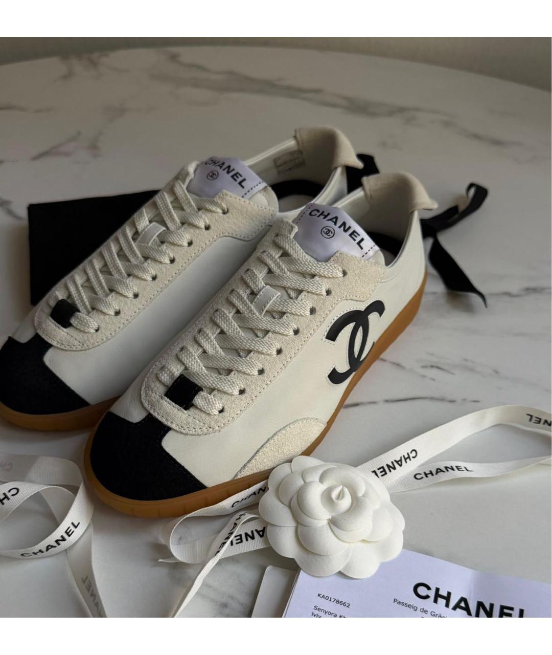 CHANEL Белые кожаные кеды, фото 3