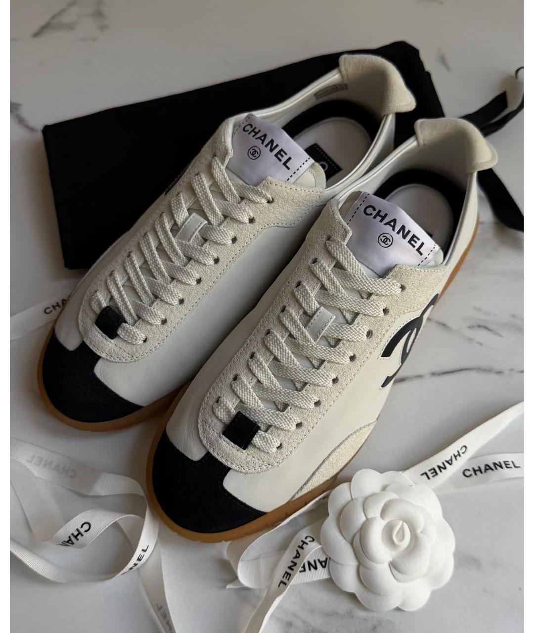 CHANEL Белые кожаные кеды, фото 5