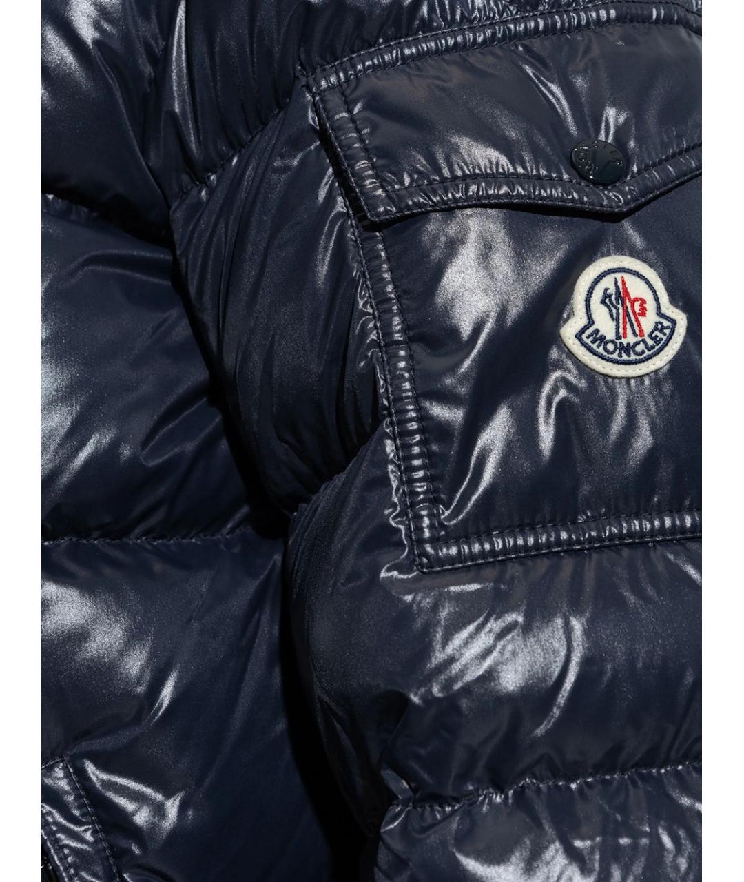 MONCLER Темно-синий нейлоновый пуховик, фото 3