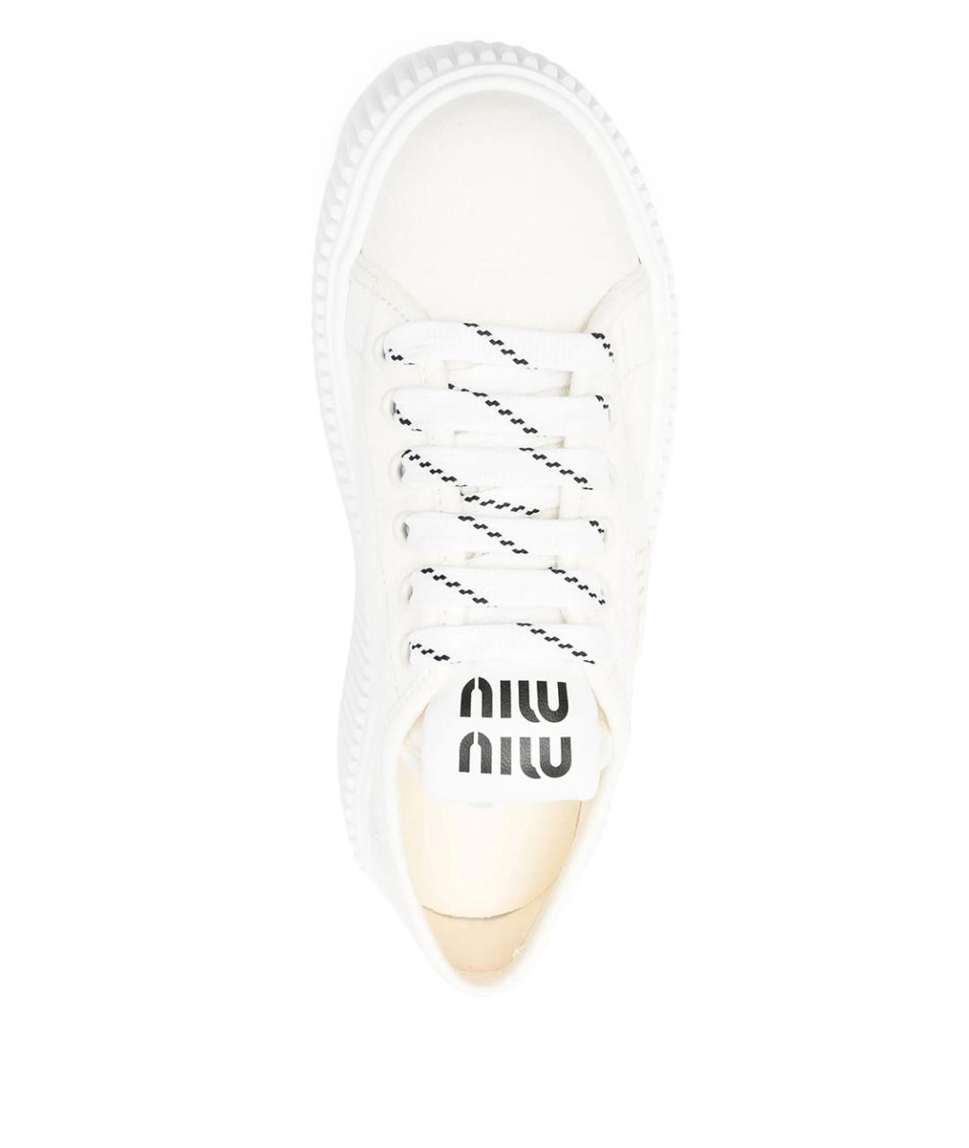 MIU MIU Бежевые текстильные кроссовки, фото 4