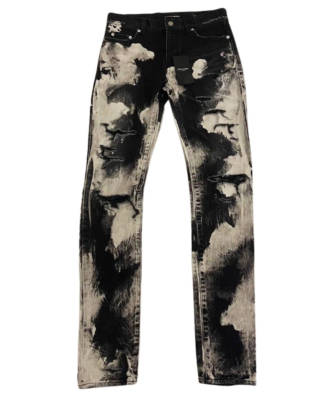 SAINT LAURENT Черные хлопковые джинсы скинни, фото 1