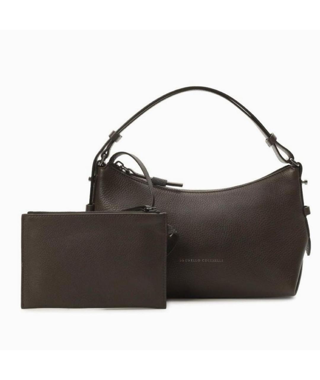 BRUNELLO CUCINELLI Коричневая кожаная сумка через плечо, фото 6