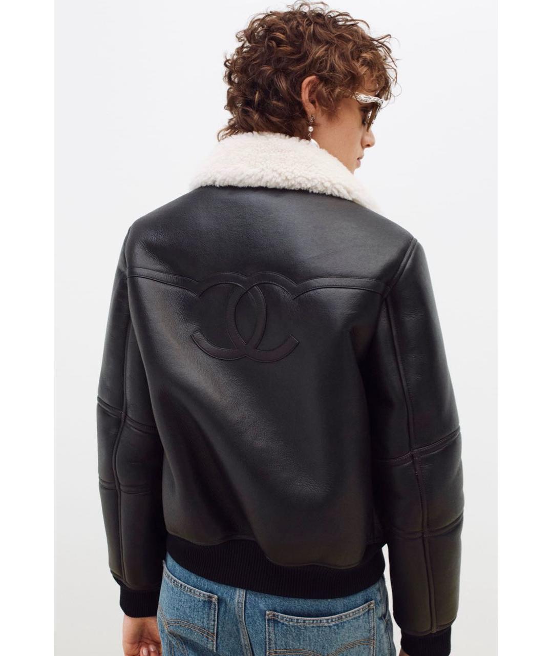 CHANEL Черная кожаная дубленка, фото 4