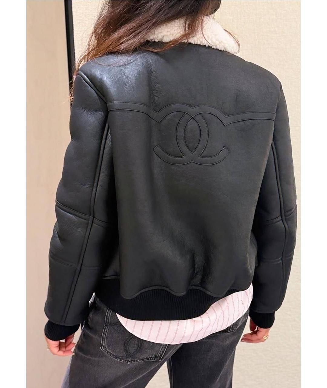 CHANEL Черная кожаная дубленка, фото 6