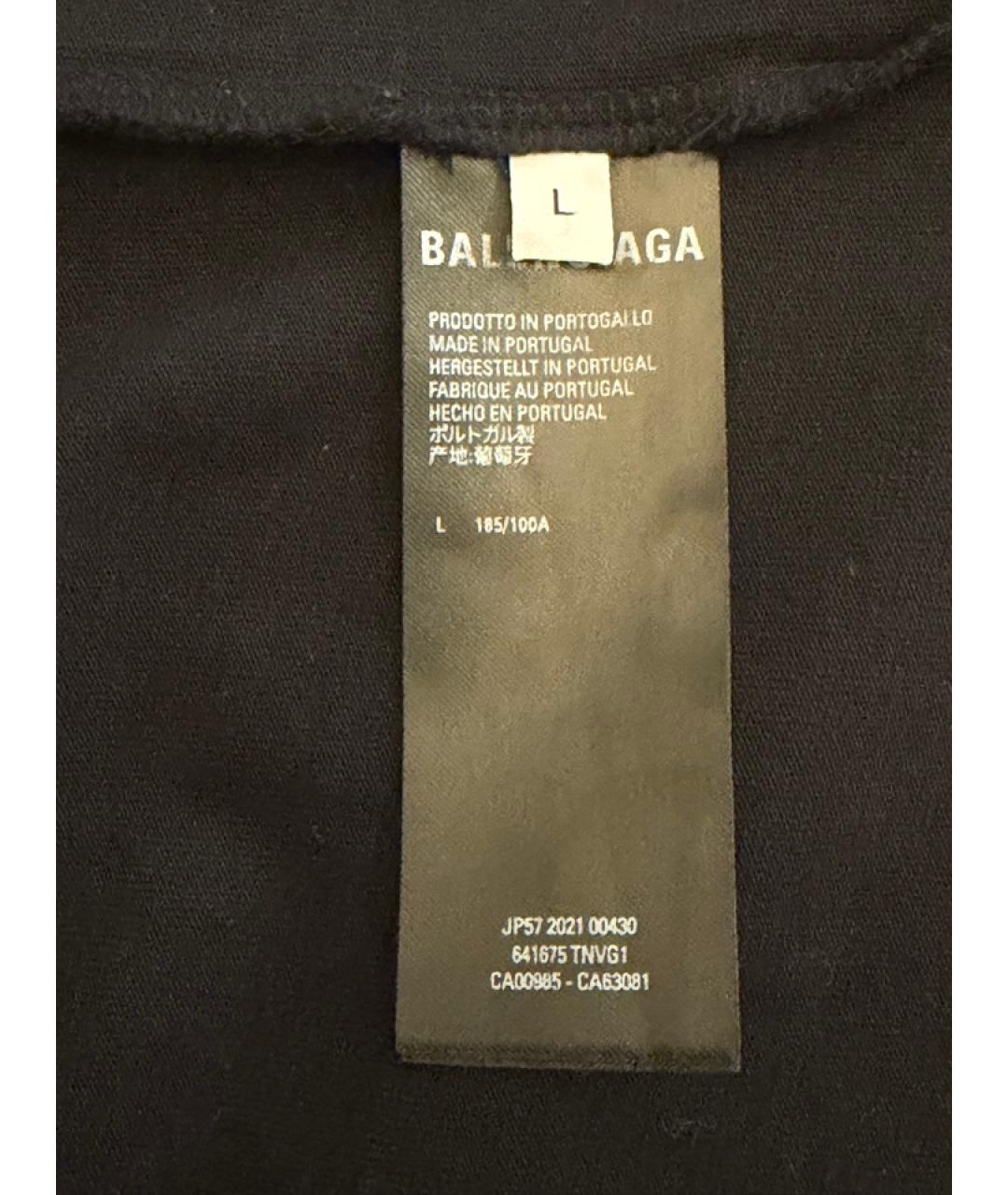 BALENCIAGA Черная хлопковая футболка, фото 3
