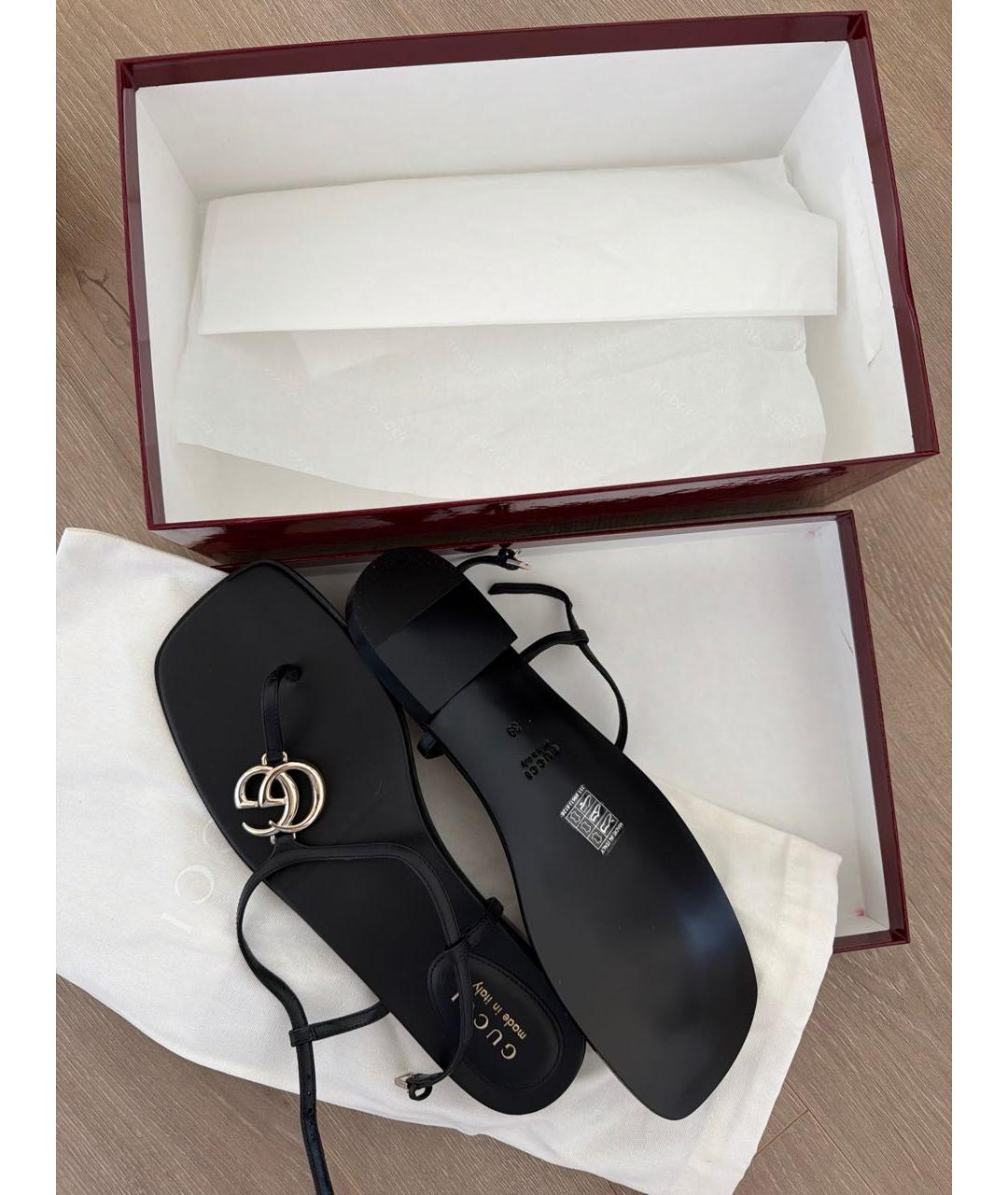 GUCCI Черные кожаные сандалии, фото 2