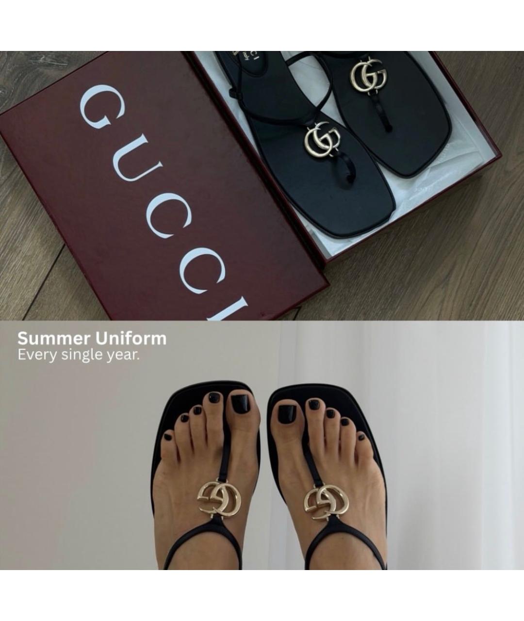 GUCCI Черные кожаные сандалии, фото 5