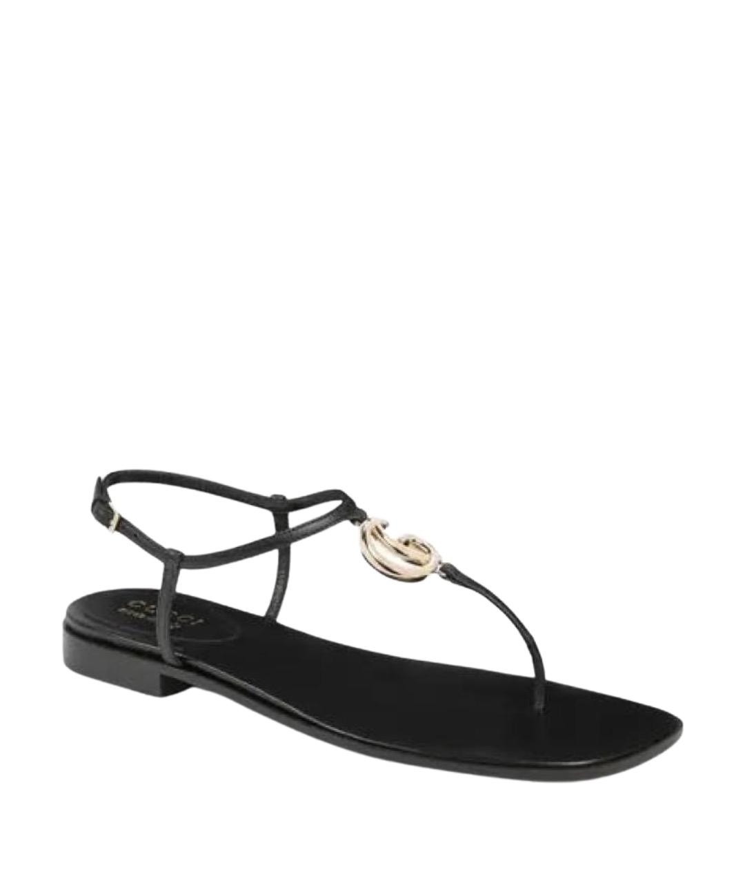 GUCCI Черные кожаные сандалии, фото 1