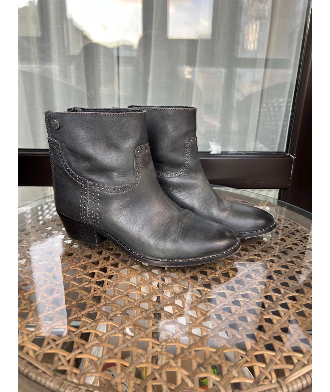 ZADIG & VOLTAIRE Антрацитовые кожаные ботильоны, фото 7