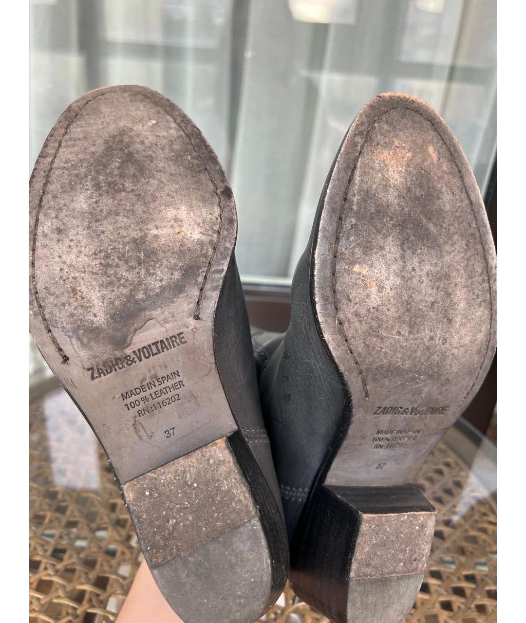 ZADIG & VOLTAIRE Антрацитовые кожаные ботильоны, фото 5