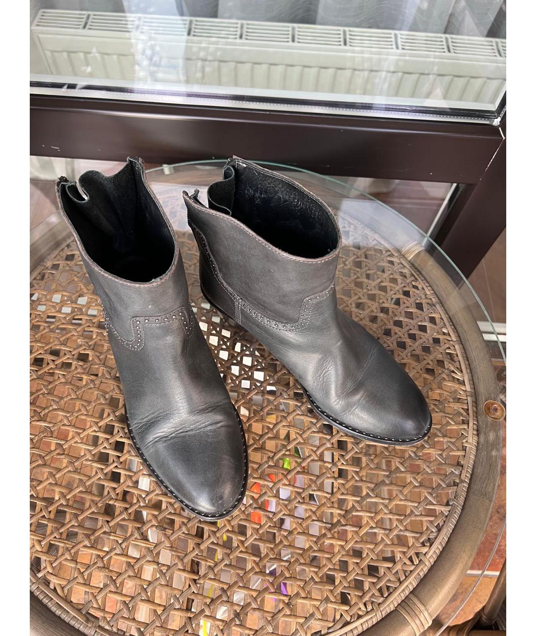 ZADIG & VOLTAIRE Антрацитовые кожаные ботильоны, фото 4