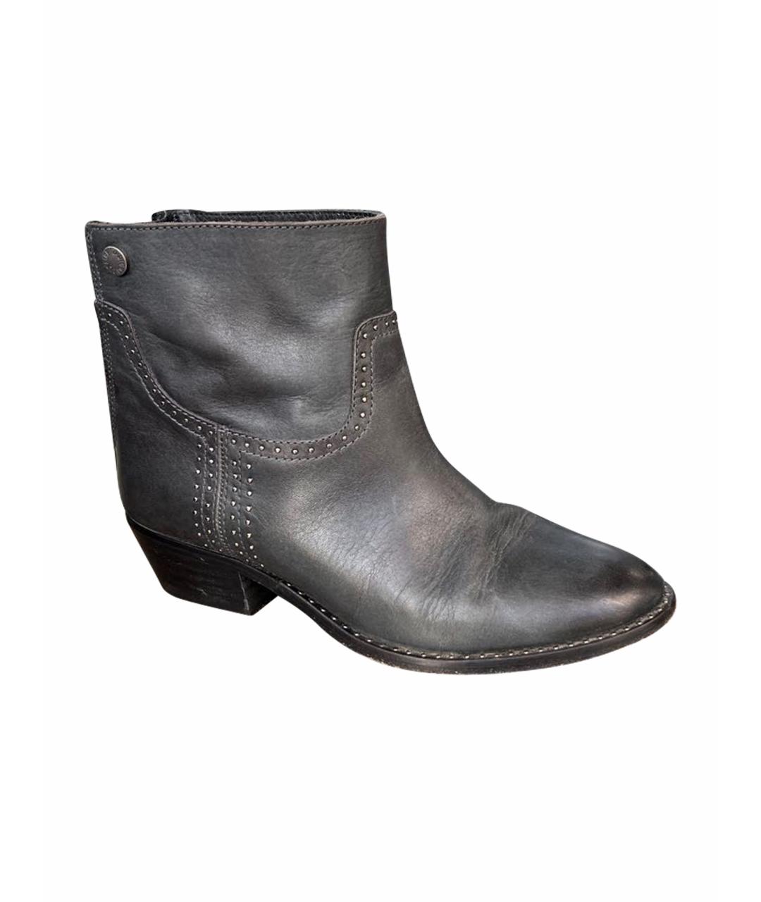 ZADIG & VOLTAIRE Антрацитовые кожаные ботильоны, фото 1