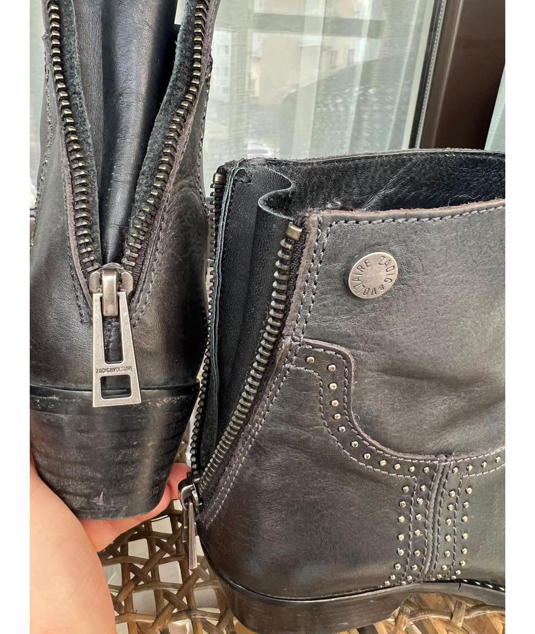 ZADIG & VOLTAIRE Антрацитовые кожаные ботильоны, фото 6