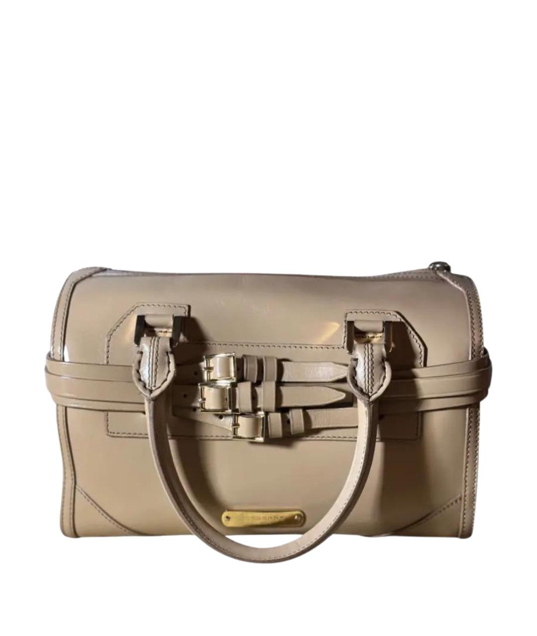 BURBERRY Бежевая кожаная сумка с короткими ручками, фото 1