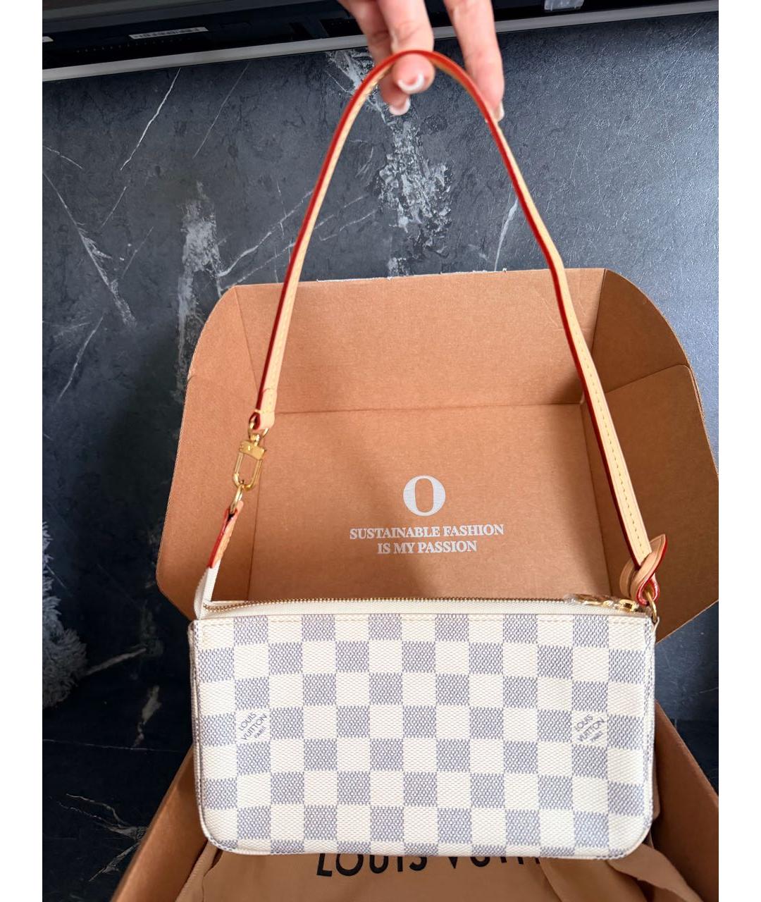 LOUIS VUITTON Белая канва сумка через плечо, фото 8