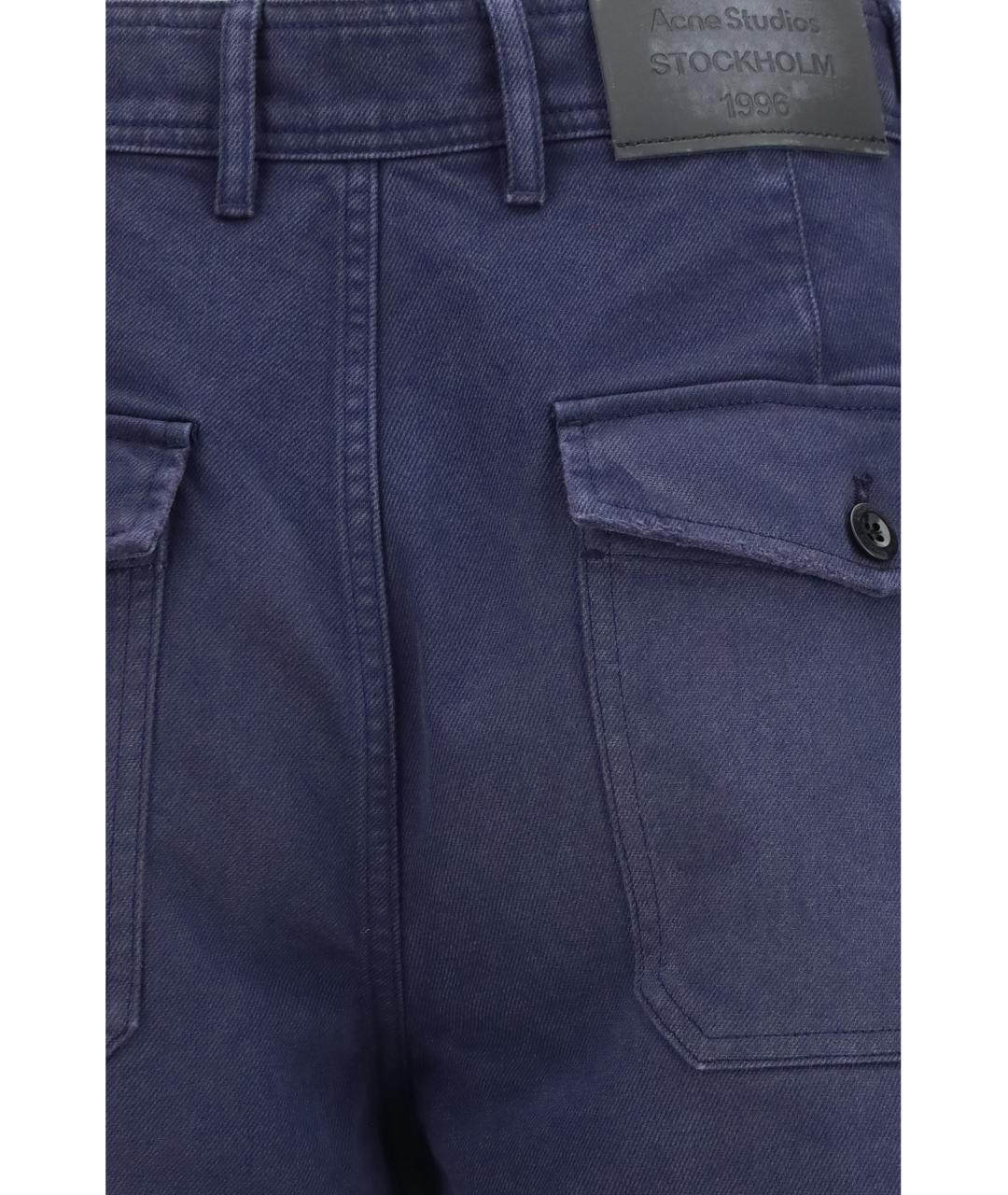 ACNE STUDIOS Синие хлопковые повседневные брюки, фото 3