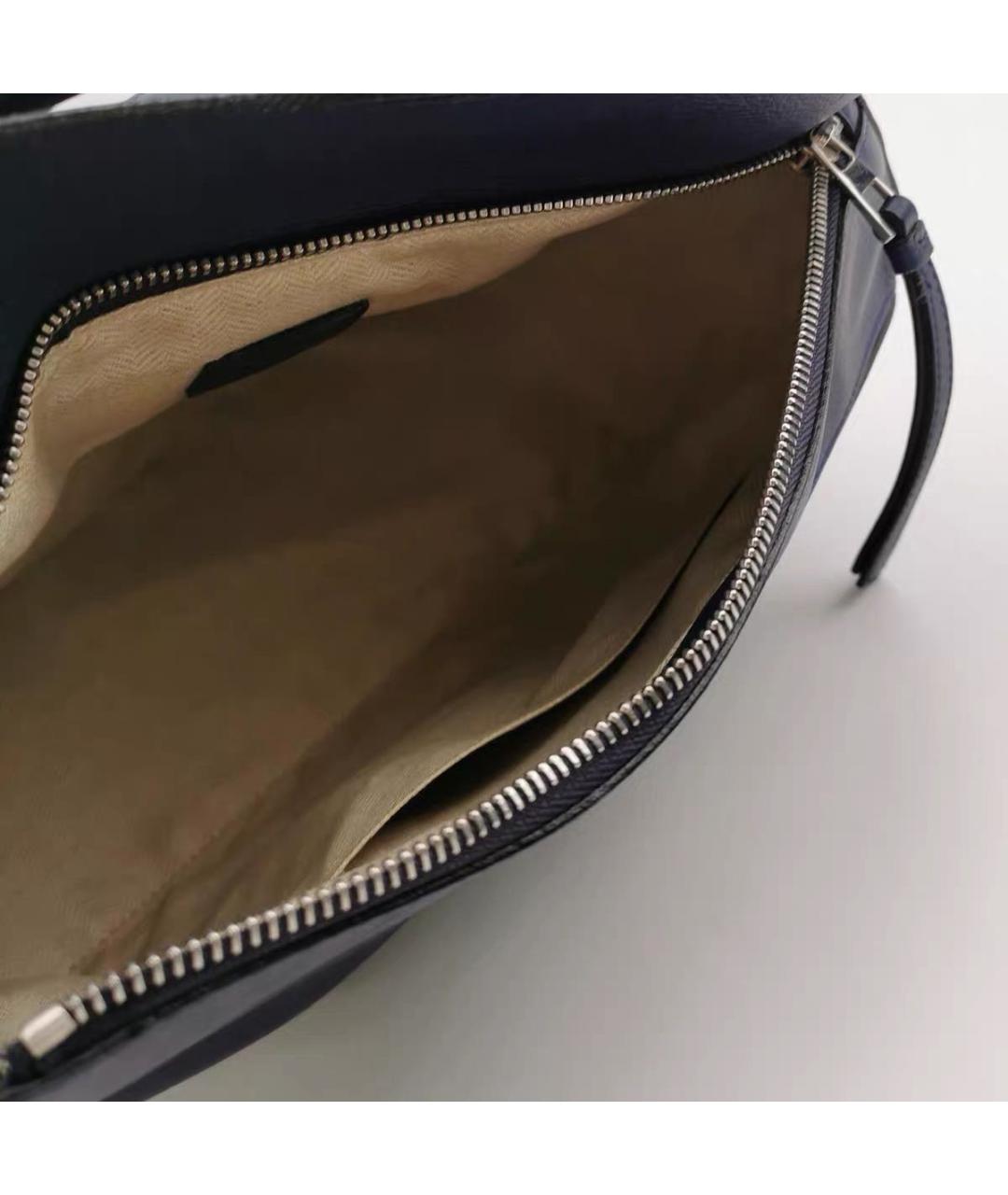 LOEWE Темно-синяя кожаная сумка с короткими ручками, фото 7