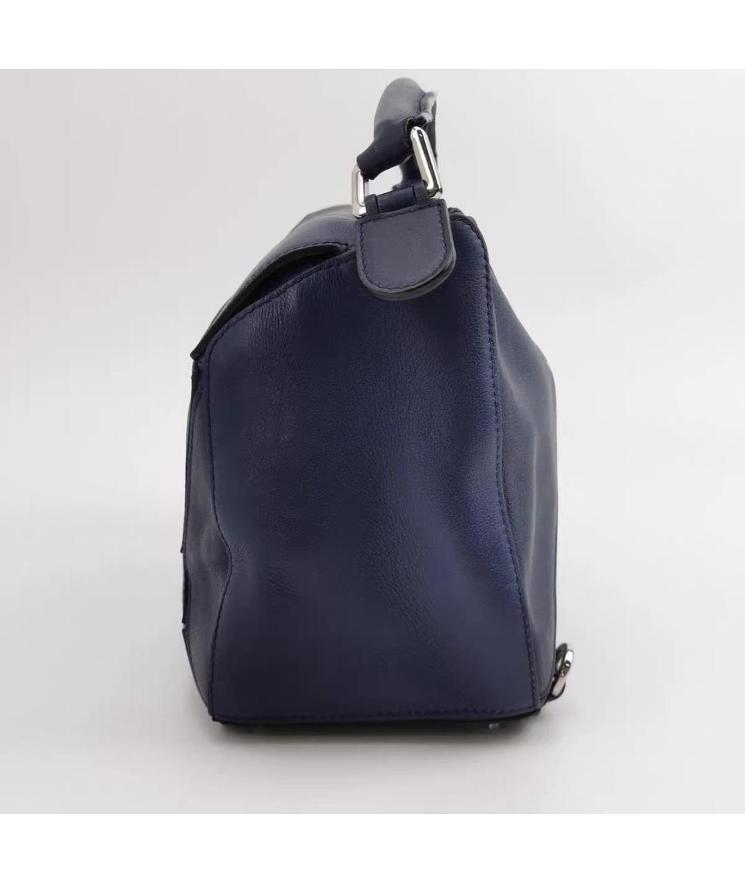 LOEWE Темно-синяя кожаная сумка с короткими ручками, фото 6