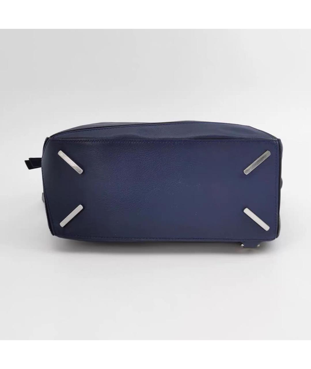 LOEWE Темно-синяя кожаная сумка с короткими ручками, фото 5