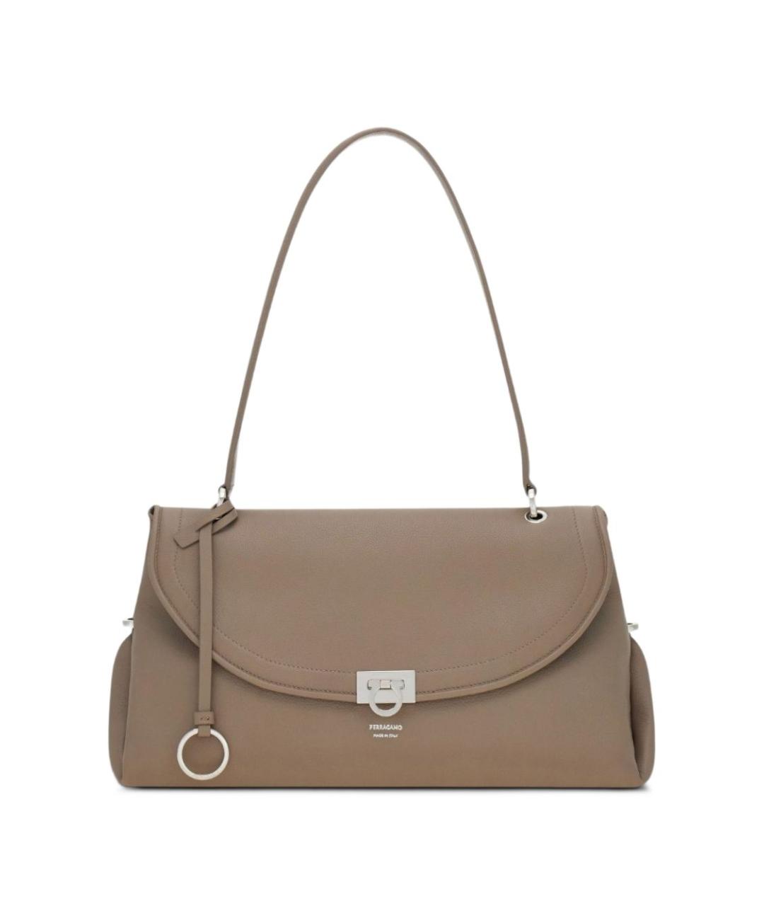 FERRAGAMO Коричневая кожаная сумка через плечо, фото 1