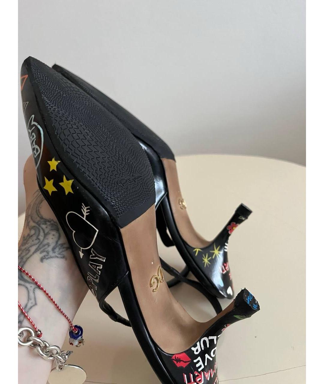 DOLCE&GABBANA Черные кожаные лодочки на низком каблуке, фото 5
