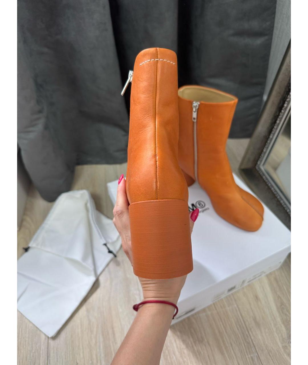 MAISON MARGIELA Оранжевые кожаные ботильоны, фото 2