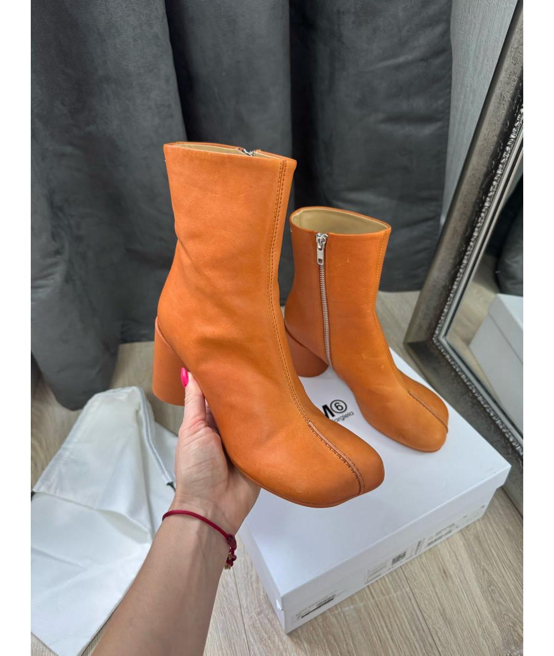 MAISON MARGIELA Оранжевые кожаные ботильоны, фото 5