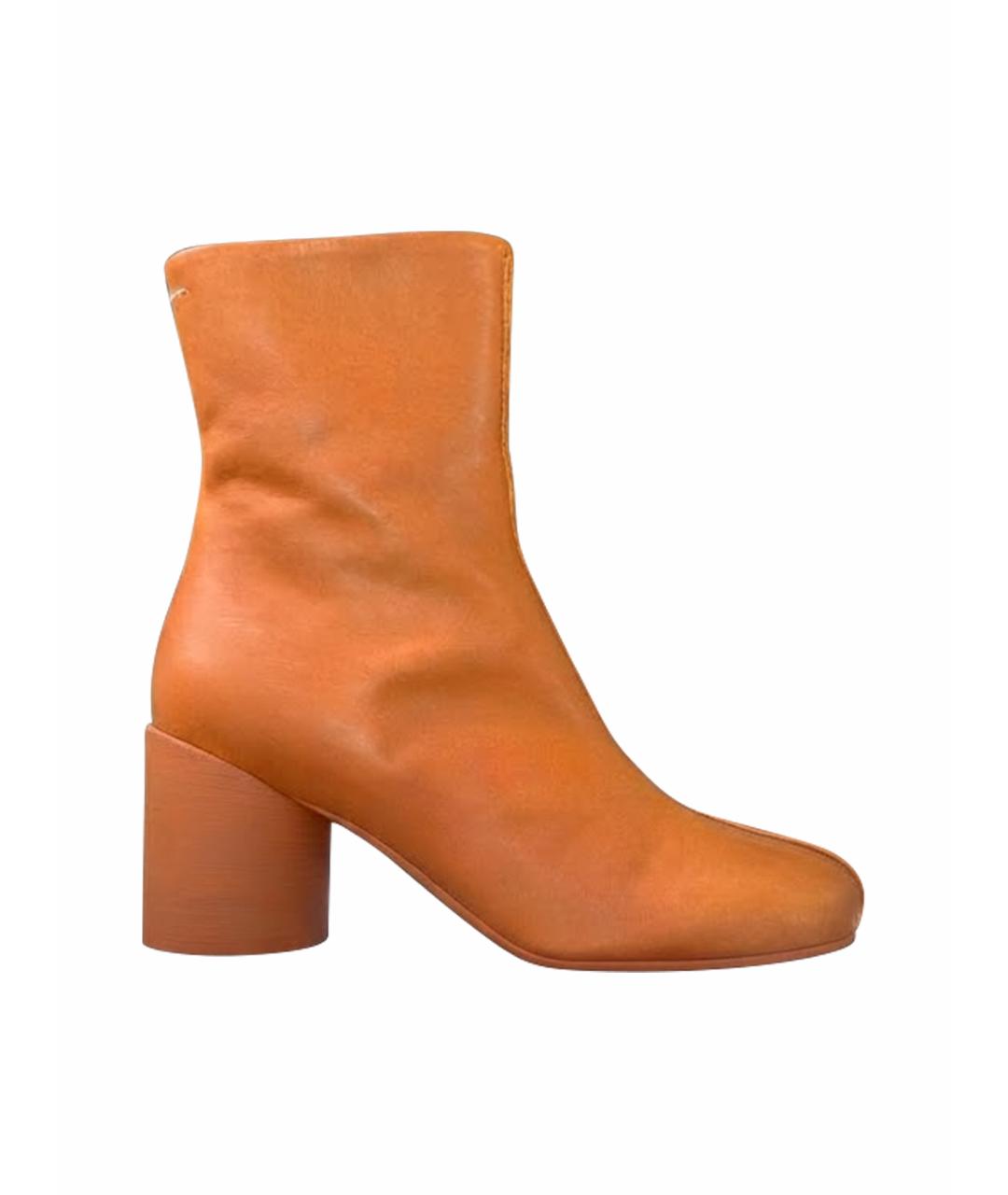 MAISON MARGIELA Оранжевые кожаные ботильоны, фото 1