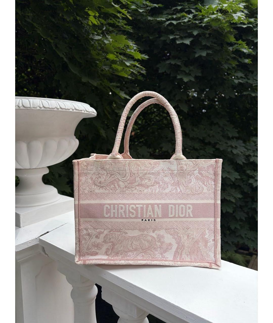 CHRISTIAN DIOR Розовая тканевая пляжная сумка, фото 5