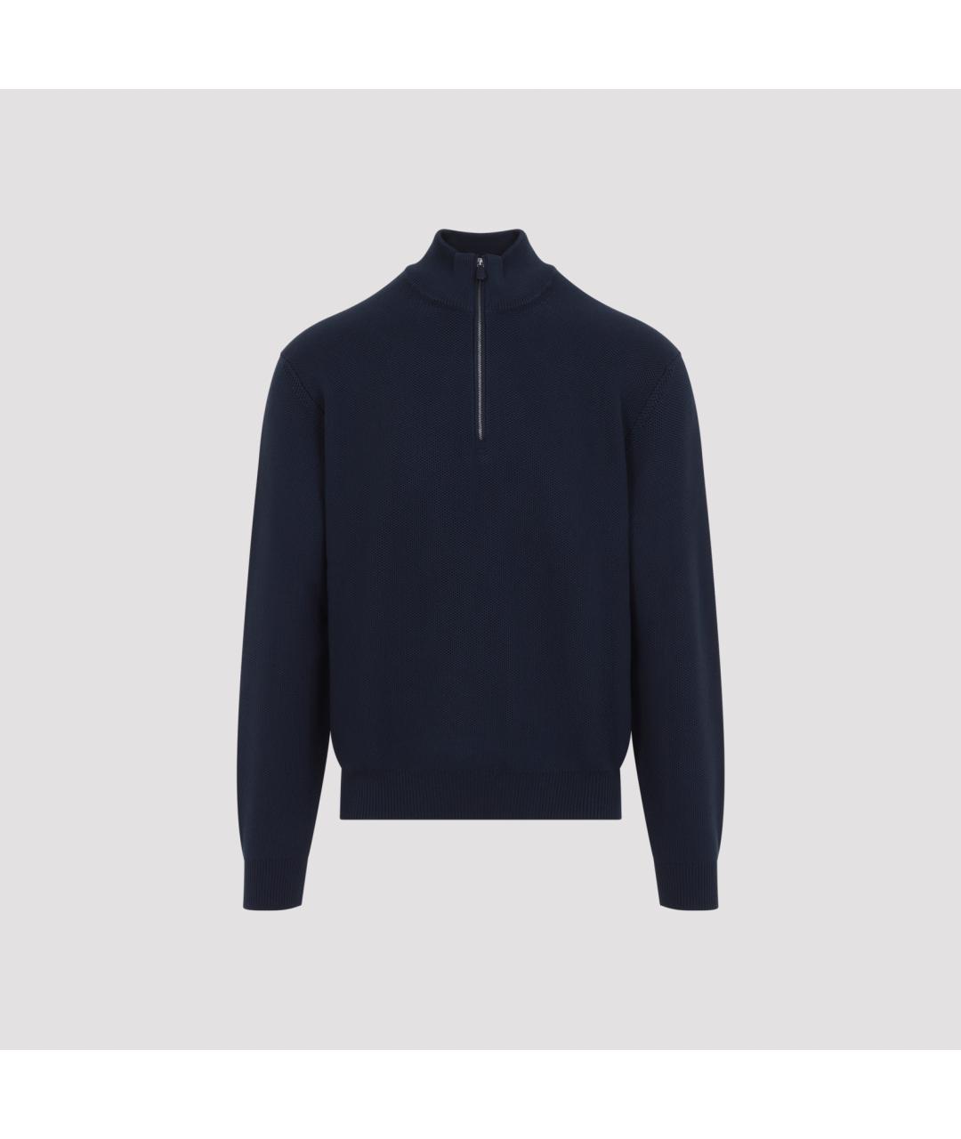 RALPH LAUREN PURPLE LABEL Темно-синий шелковый джемпер / свитер, фото 2