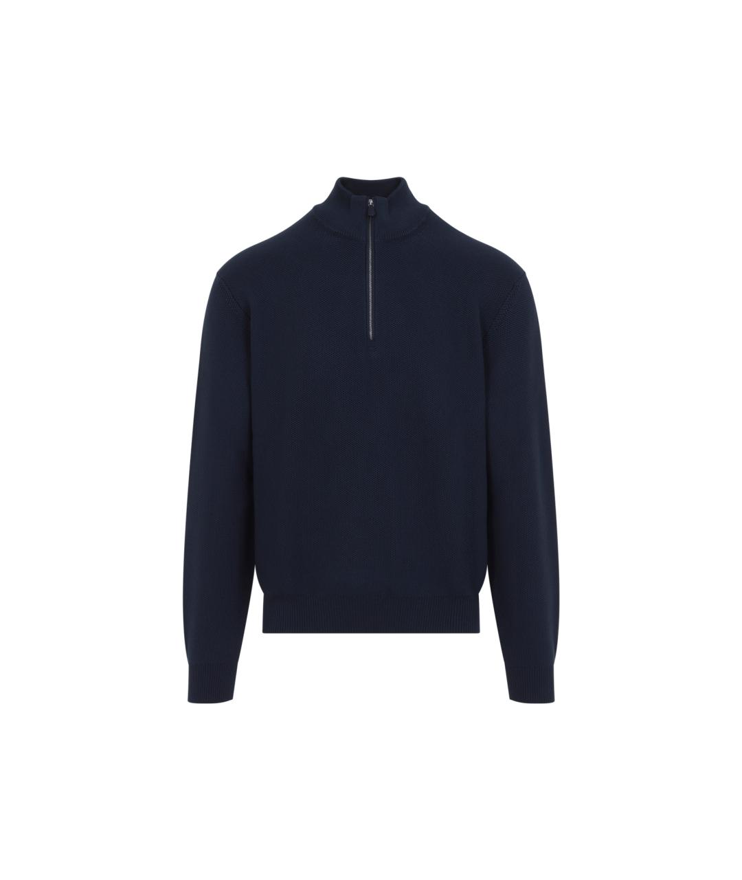 RALPH LAUREN PURPLE LABEL Темно-синий шелковый джемпер / свитер, фото 1