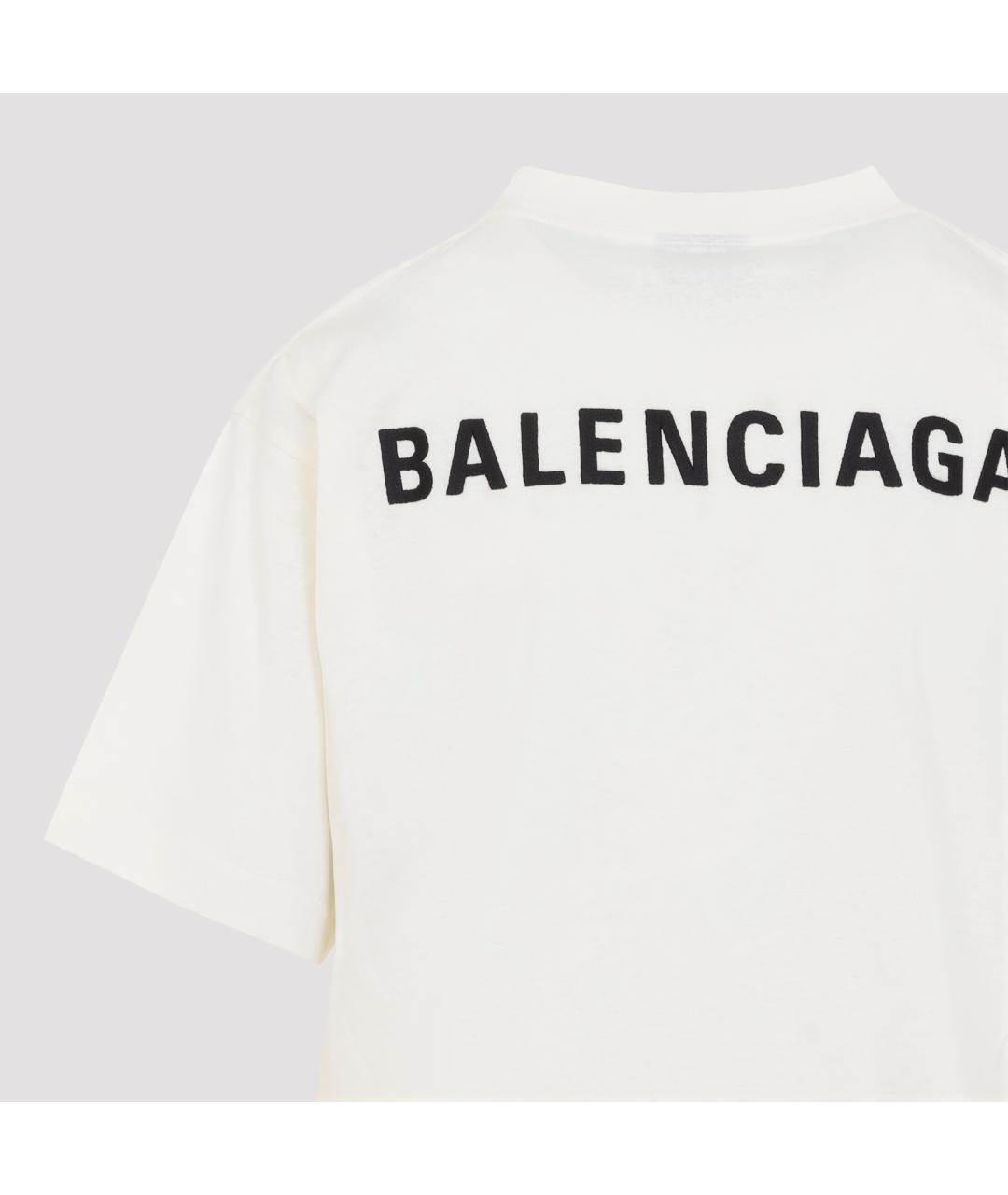 BALENCIAGA Бежевая хлопковая футболка, фото 4