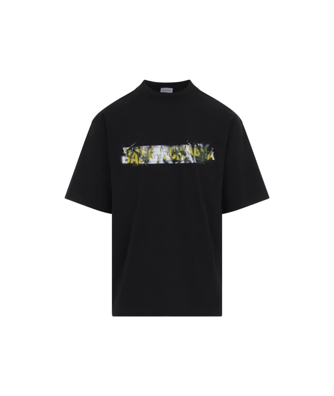BALENCIAGA Черная хлопковая футболка, фото 1