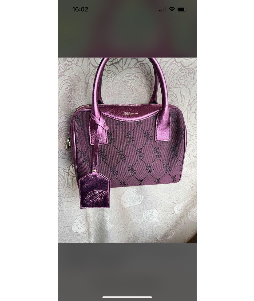 BLUMARINE Фиолетовая кожаная сумка с короткими ручками, фото 9