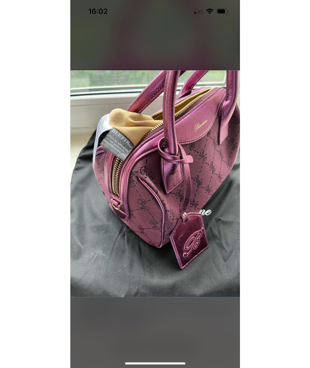 BLUMARINE Фиолетовая кожаная сумка с короткими ручками, фото 6