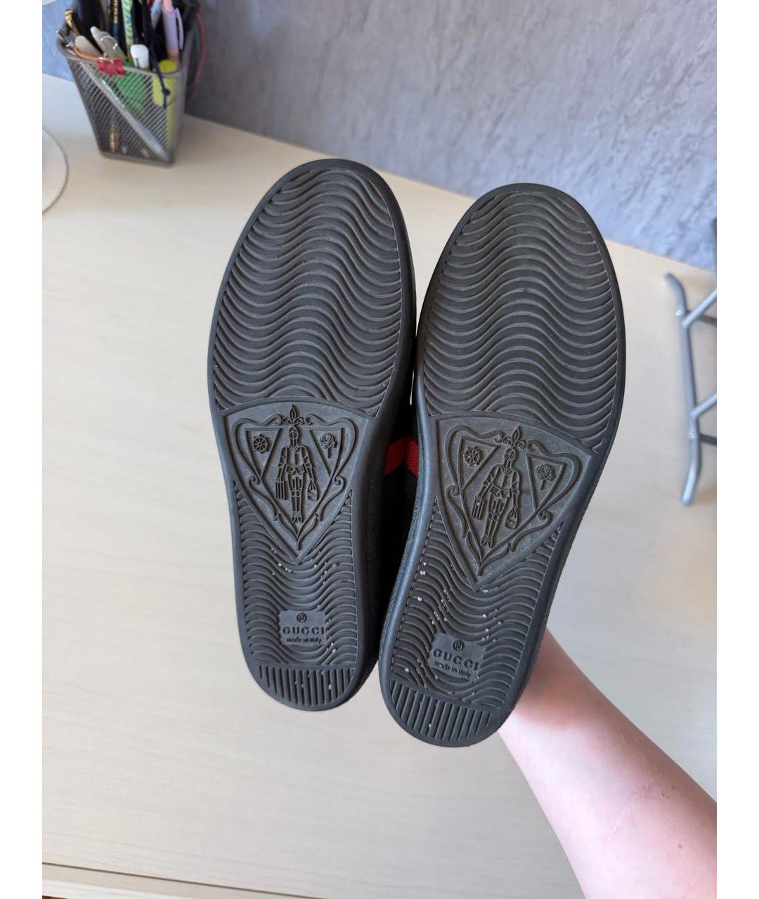 GUCCI Черные кожаные кеды, фото 5