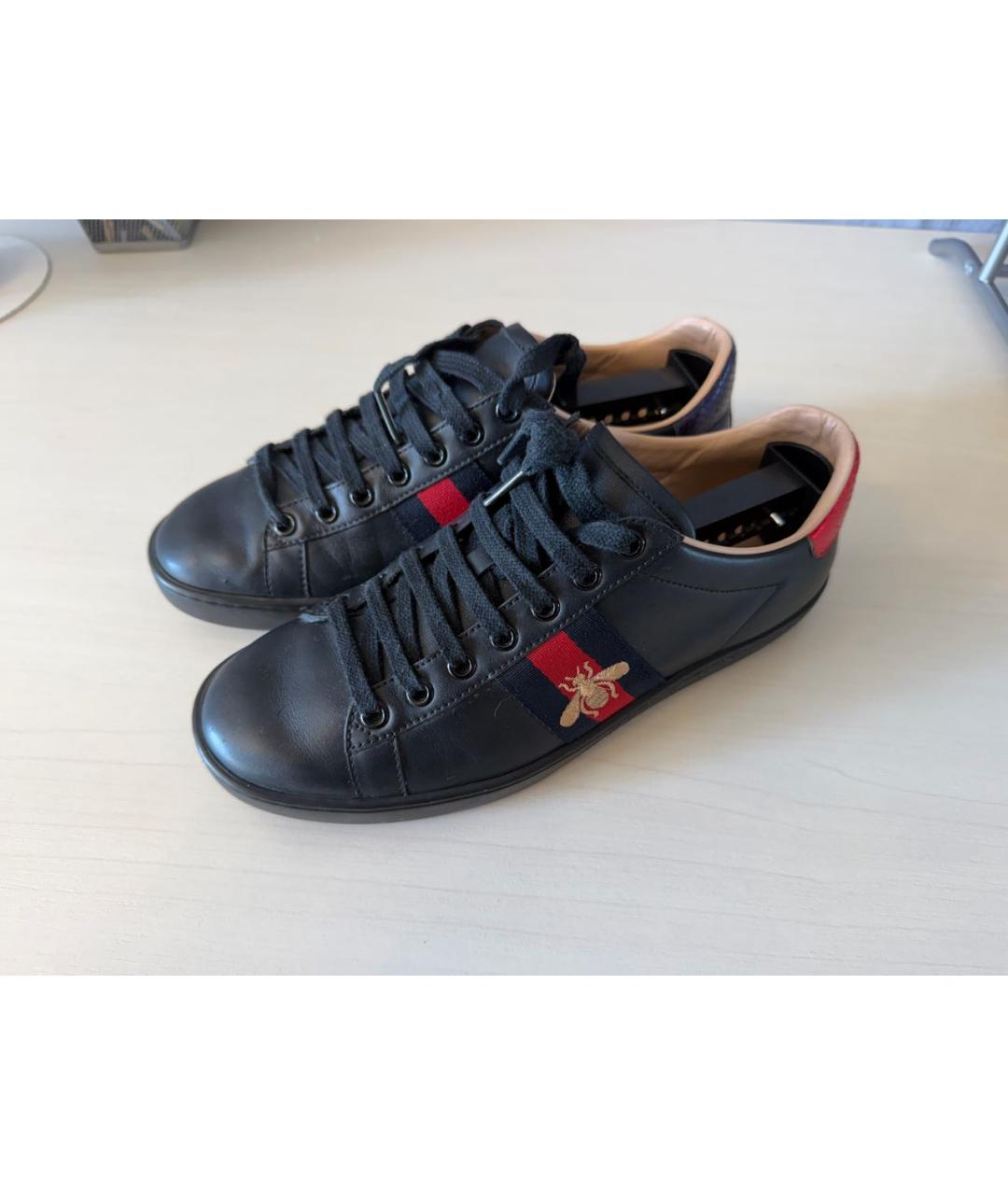 GUCCI Черные кожаные кеды, фото 3