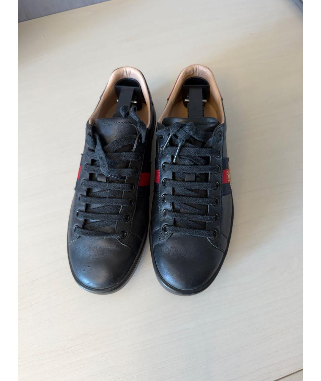 GUCCI Черные кожаные кеды, фото 2