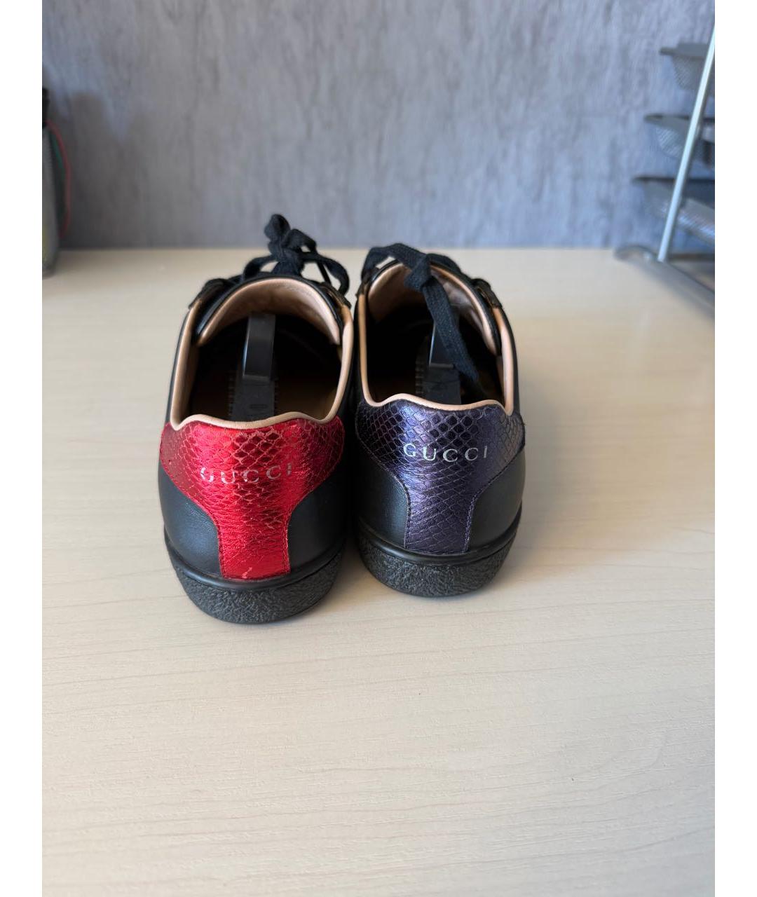 GUCCI Черные кожаные кеды, фото 4