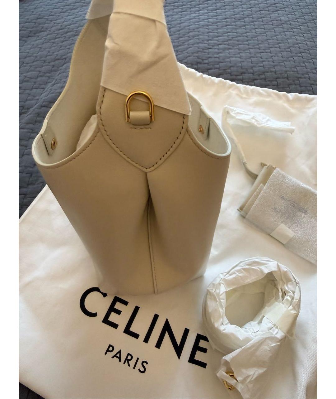 CELINE Белая кожаная сумка через плечо, фото 3