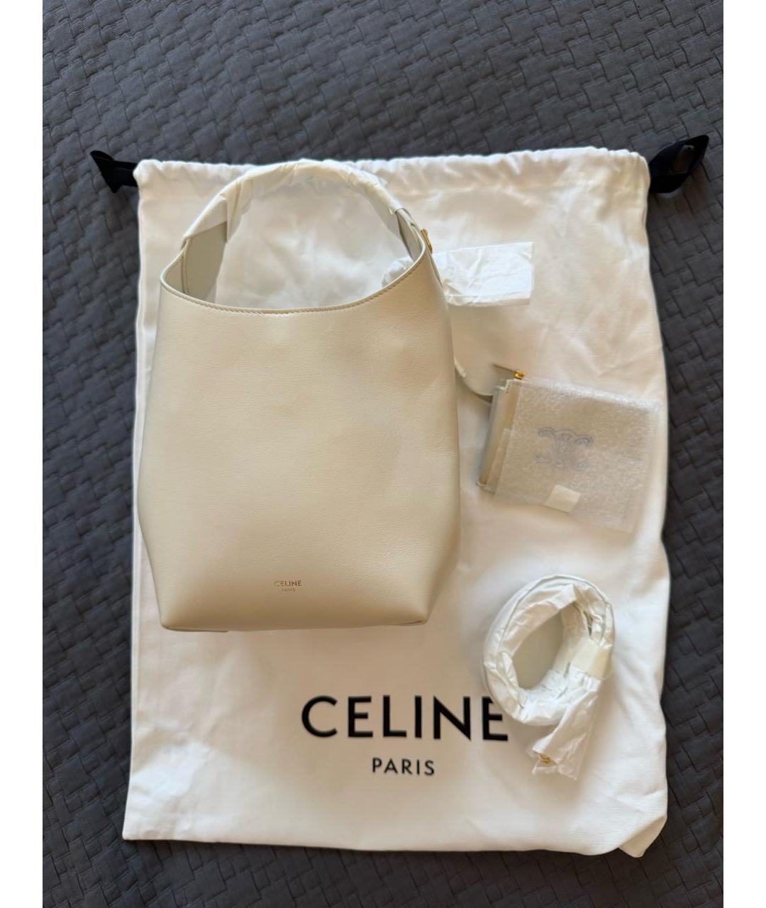 CELINE Белая кожаная сумка через плечо, фото 2