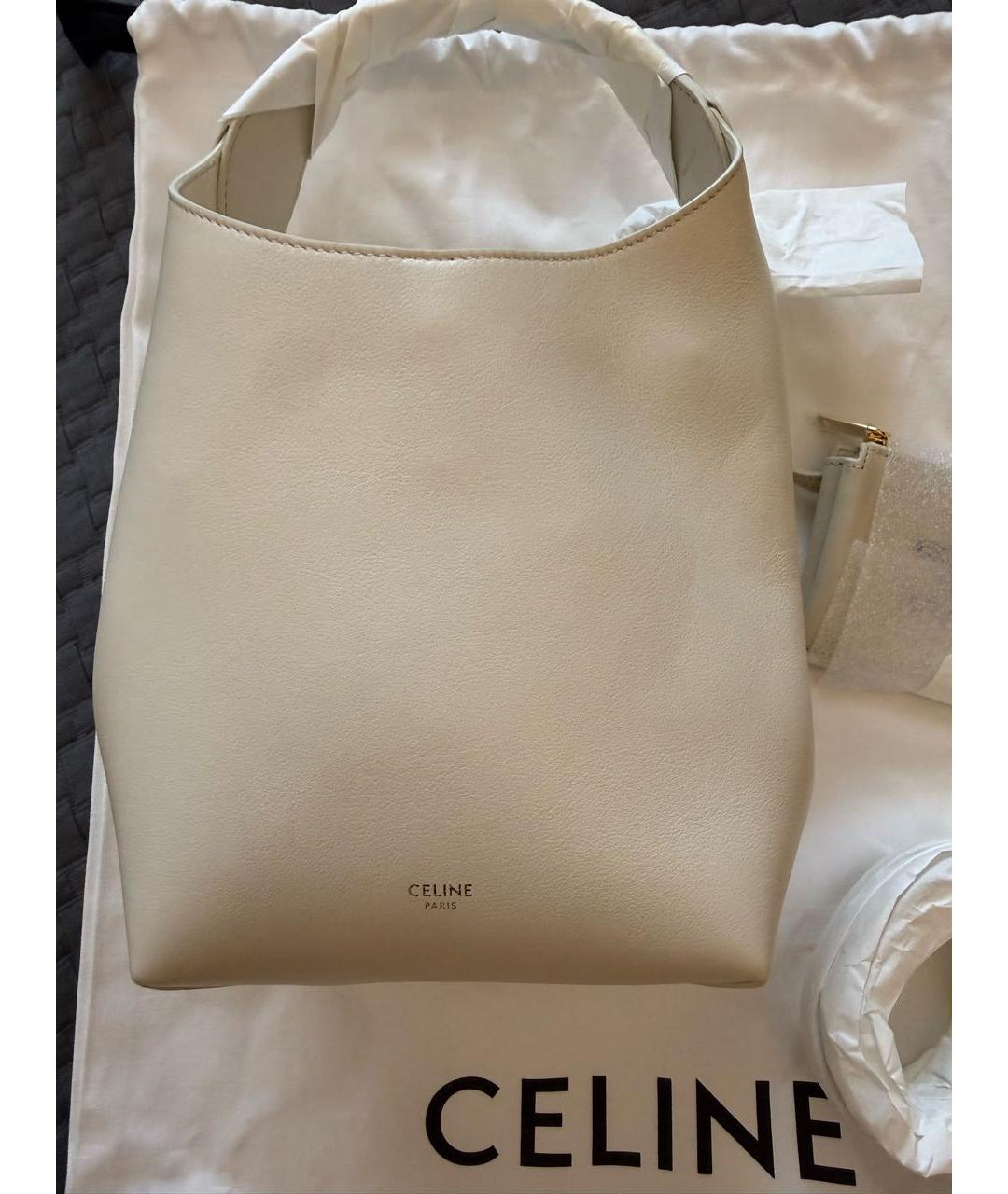CELINE Белая кожаная сумка через плечо, фото 4