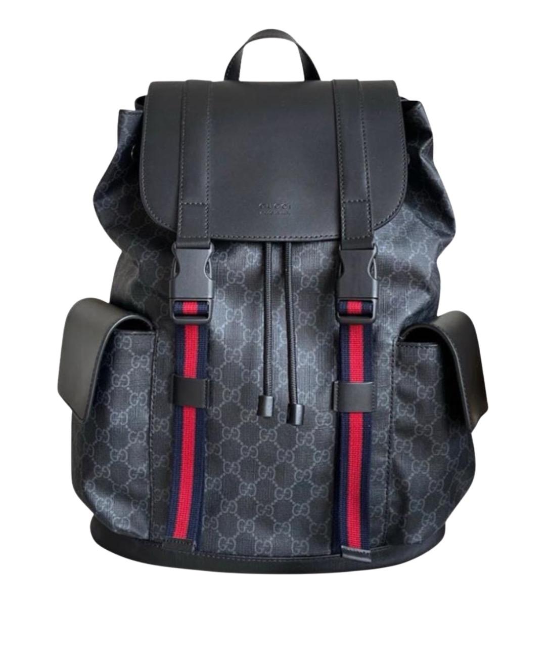 GUCCI Антрацитовый канва рюкзак, фото 1