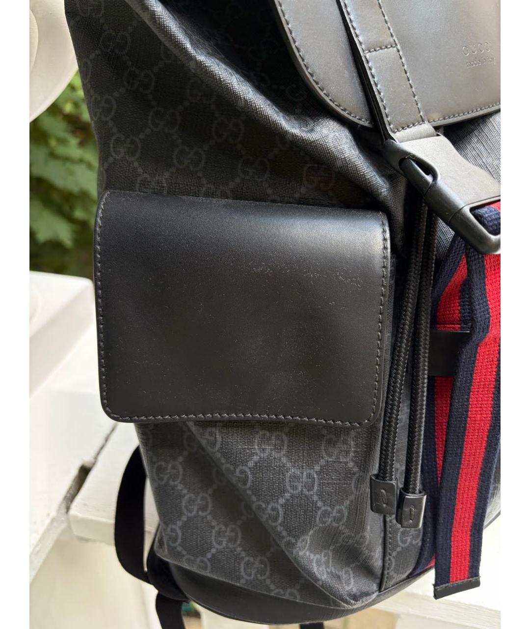 GUCCI Антрацитовый канва рюкзак, фото 4