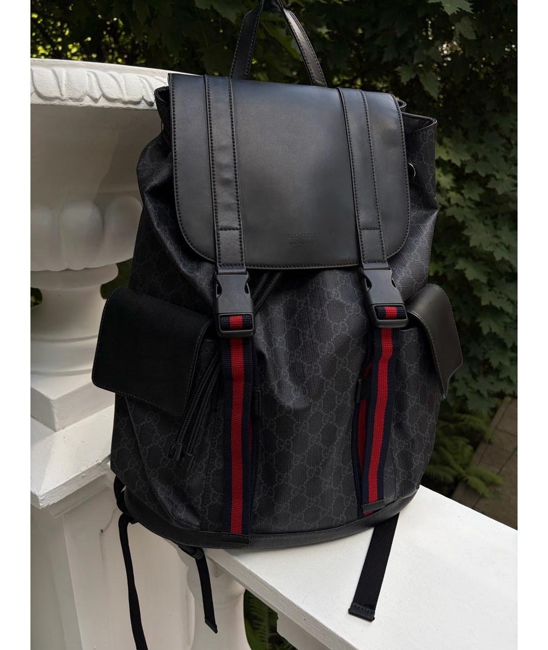 GUCCI Антрацитовый канва рюкзак, фото 2