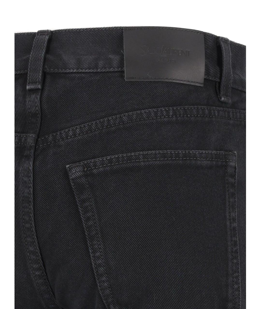 SAINT LAURENT Черные хлопковые прямые джинсы, фото 4
