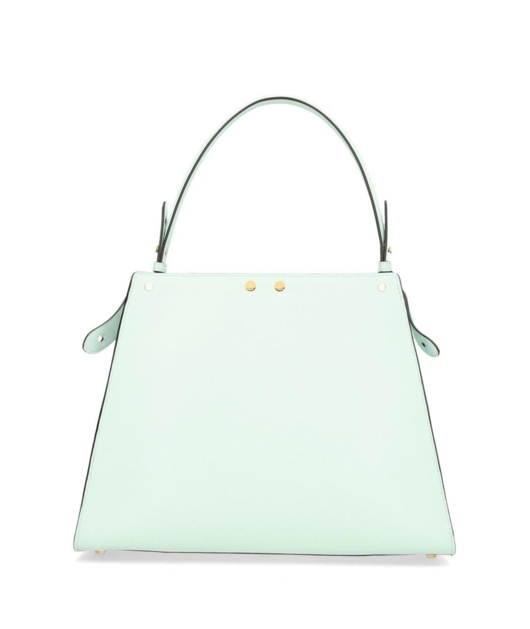 FENDI Бирюзовая кожаная сумка тоут, фото 3
