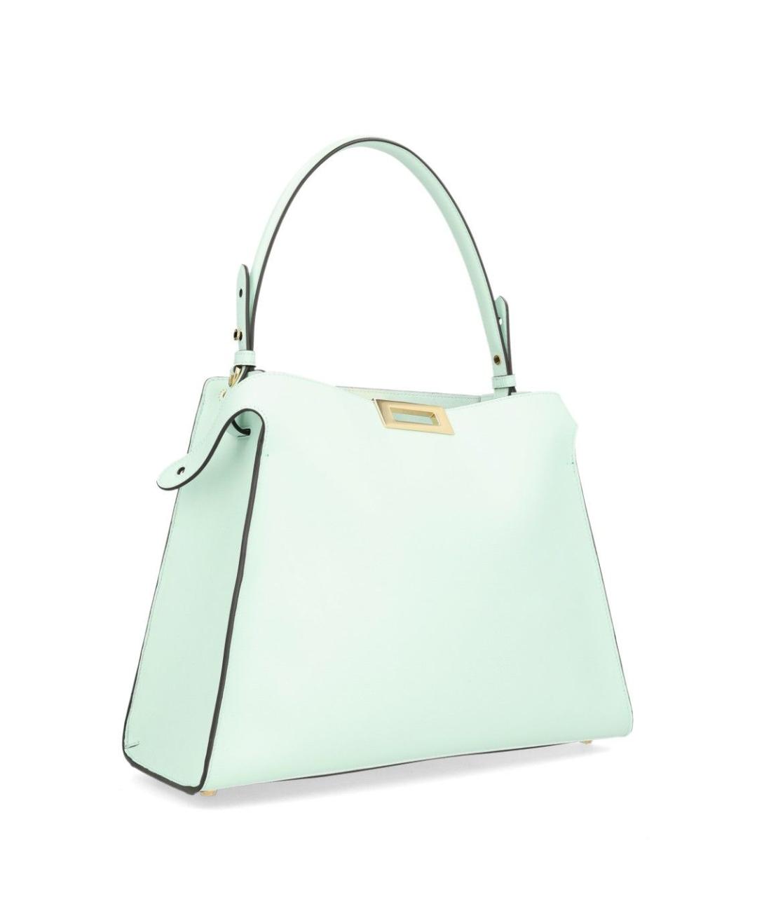 FENDI Бирюзовая кожаная сумка тоут, фото 2