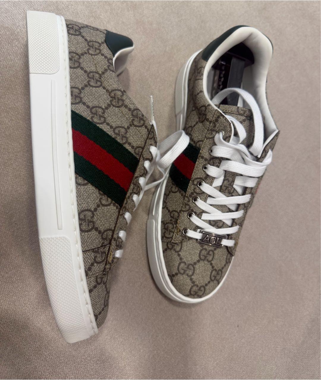GUCCI Бежевые кожаные кеды, фото 3